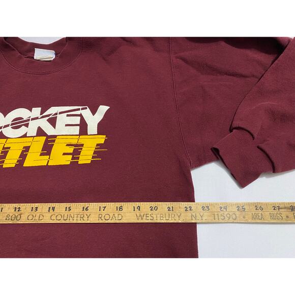 Vintage Hockey Outlet Sweater Adult Size Large Red'ish Purple Long Sleeve 90's - Picture 6 of 12